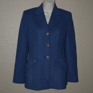 Sz 4 W WATHNE Blue Wool Blend Lined Blazer